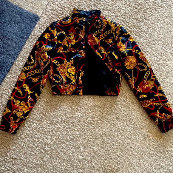 TRUE RELIGION WOME'S BAROQUE PRINT BOMBER JACKET SIZE XS RRP $199 - Picture 1 of 2